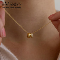EManco Stainless Steel Ring Pendant Necklace Luxury Rhombus Ring Crystal Necklace Non Tarnish Gold Color Jewelry for Women