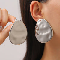Exaggerated Gold Color Heart Oval Earrings For Women Metal Earing Jewelry 2026 Trending Irregular Wrinkled Geometric Earrings