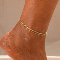 2024 Summer New Gold Color Anklets For Women Stainless Steel Firga Chain Feet Jewelry Layered Link Chain Accessory