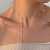 Faux Pearl Tassel Necklace