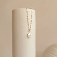 EManco Trendy Y-Shaped Stainless Steel Necklace Gold Color Jewelry Rectangle Link Chain Choker Freshwater Pearl Pendant Necklace