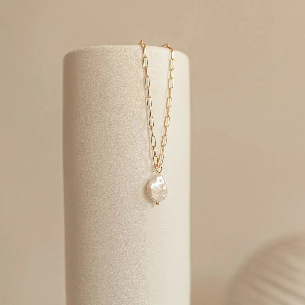 Gold Baroque Pearl Necklace