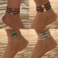 Turquoise Starfish Anklet Set