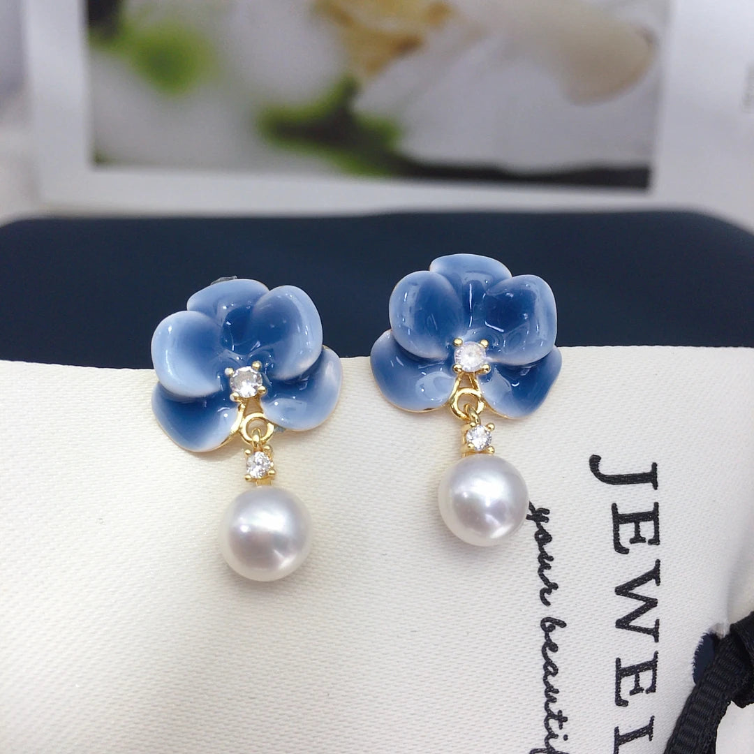 Freshwater Pearl Flower Earrings