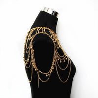 European and American foreign trade street photography fashion multi-layer sexy tassel ball shoulder chain body chain cross-bord