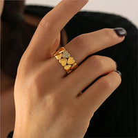 Multi Heart Shape Pieced Together Stainless Steel Rings For Women 18K Gold Plated Waterproof No Tarnish Women's Finger Ring