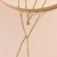 Gold Color Double Layered Long Tassel Chain Necklaces for Women Simple Metal Geometric Bead Choker Necklace Fashion Jewelry