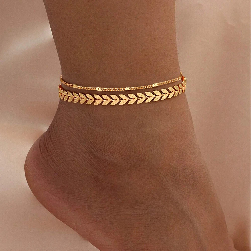 Leaf Charm Anklet
