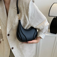 New PU Leather Shoulder Bag Moon-shaped Large Capacity Crossbody Bag Solid Color Tote Handbag Women