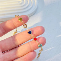 Baroque Heart Bracelets for Girls Colorful Acrylic Beads Bohemian Wrist Jewelry Candy Color Summer Beach Vacation Gift
