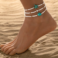 Turquoise Starfish Anklet Set