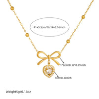 DIEYURO 316L Stainless Steel Golden Bowknot Heart White Zircon Necklace For Womens New Trend Bow Love Neck Jewelry Gift Party