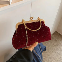 Luxury Design Women's Evening Clutch Purse Dinner Party Ladies Small Clip Shoulder Bag Handbags Retro Female Chain Crossbody Bag