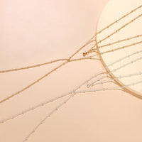 Gold Color Double Layered Long Tassel Chain Necklaces for Women Simple Metal Geometric Bead Choker Necklace Fashion Jewelry