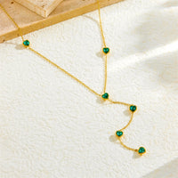 DIEYURO 316L Stainless Steel Colorful Heart-shaped Zircon Long Fringe Chain Necklace For Women Fashion Neck Jewelry Gift Joyas