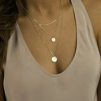 eManco Hammered & Shiny Coin Pendant Necklace 316 Stainless Steel Party Ladies Charms Jewelry Valentine's Day Gift For Her