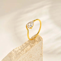 Gold Teardrop Stone Ring