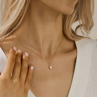EManco Minimalist Freshwater Pearl Necklace Women Girls 14K Gold Plated Stainless Steel Double Layer Necklace Wedding Jewelry