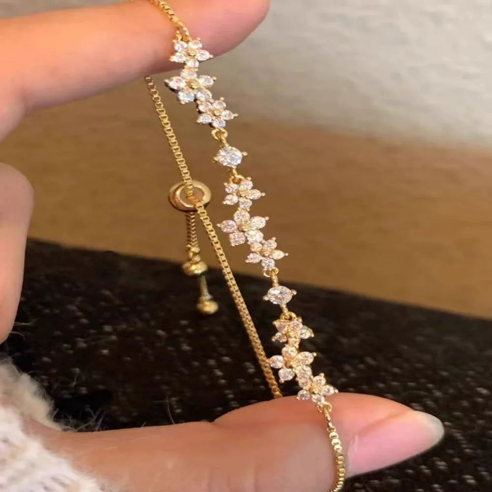 Zircon Flower Handmade Bracelet Alloy