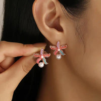 Conch Shell Starfish Earrings in