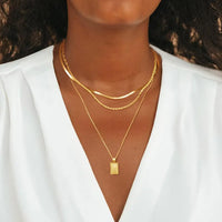 Platedlayered Pedant Chain Necklace Gold