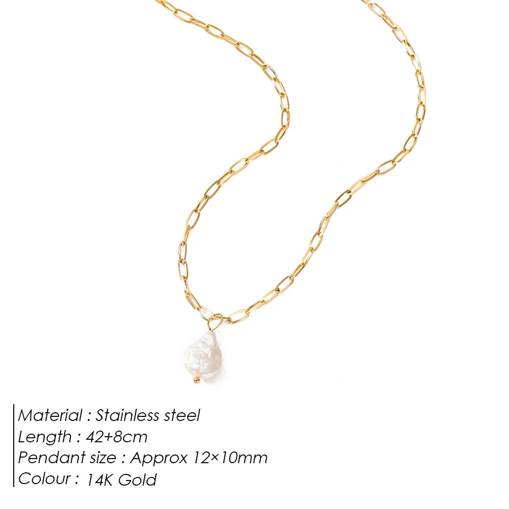 Gold Baroque Pearl Necklace