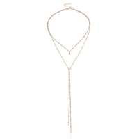 Gold Color Double Layered Long Tassel Chain Necklaces for Women Simple Metal Geometric Bead Choker Necklace Fashion Jewelry