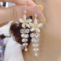Rhinestone Long Tassel Earrings Wedding