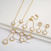 Five Leaf Flower Necklace Earrings