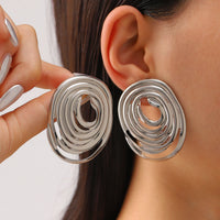 Exaggerated Gold Color Heart Oval Earrings For Women Metal Earing Jewelry 2026 Trending Irregular Wrinkled Geometric Earrings