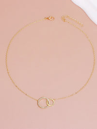 Stainless Steel Necklaces for Women Fashion Thin Chain Minimalist Dainty Double Circle Pendant Necklace on The Neck Jewelry