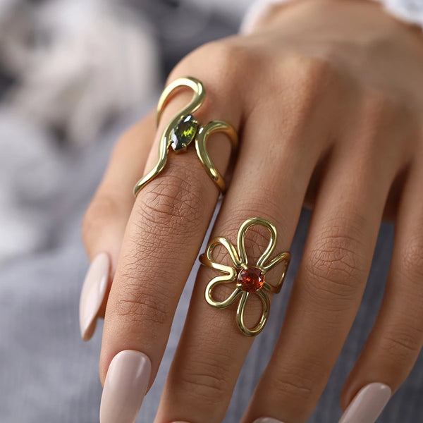 18K Gold Crystal Ring