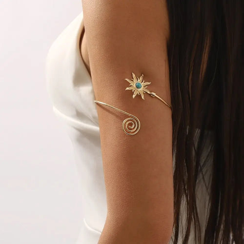 Alloy Sun Turquoise Cuff Bangle Twist Line