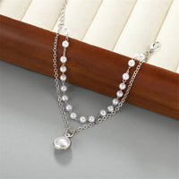 Two Layers Pearl Anklets Bracelets Metal Chain