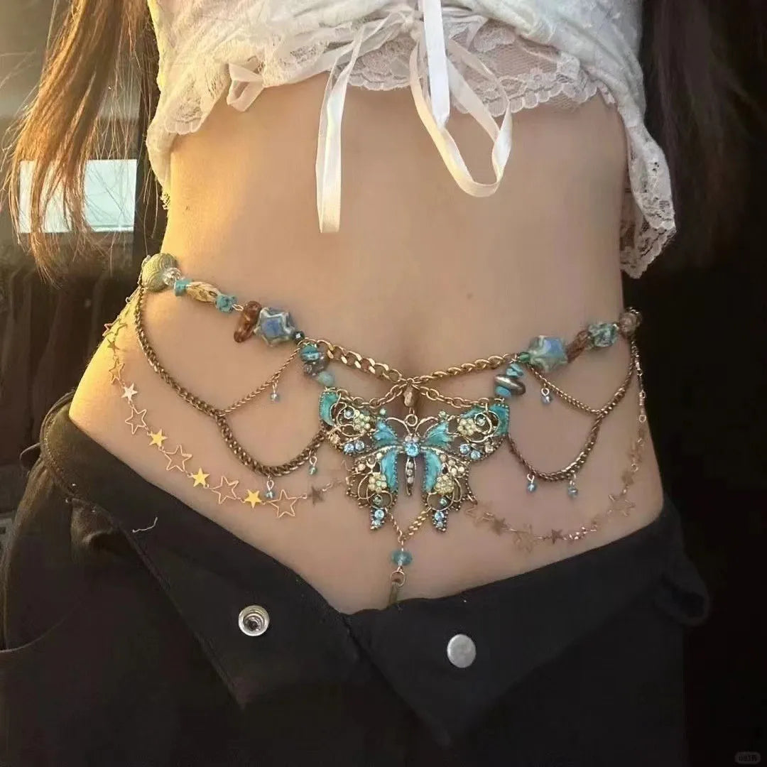 Butterfly Pearl Tassel Waist Chain