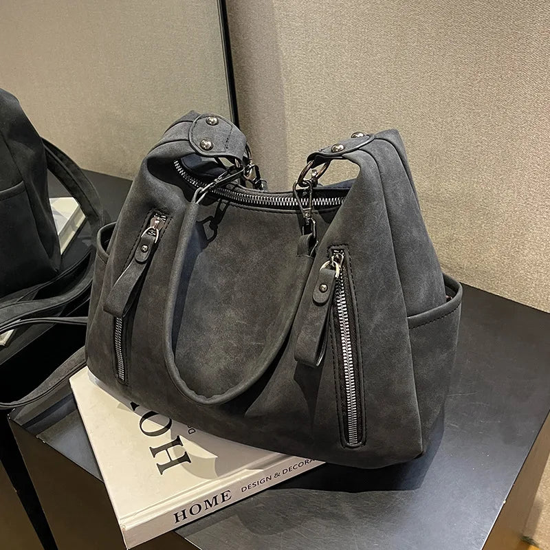 Women Crossbody Bag Luxury Designer Oblique Cross Single Shoulder Bag Large Capacity Handbags Retro Matte PU Leather Hobos