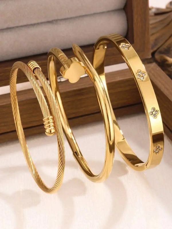 Flower Zirconia Bangle Bracelet Jewelry