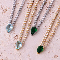 Zirconia Light Blue Necklace 18k